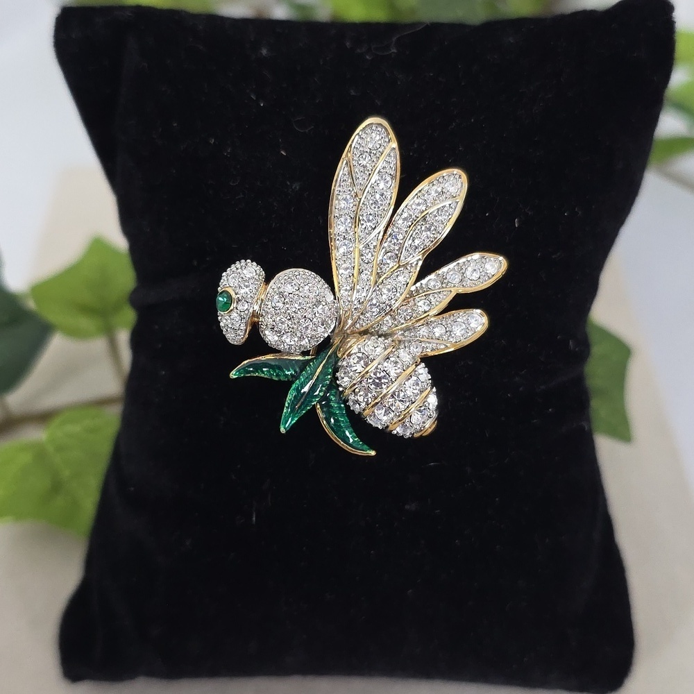 Gold with Pave Cubic Zirconia Bee Brooch Pin